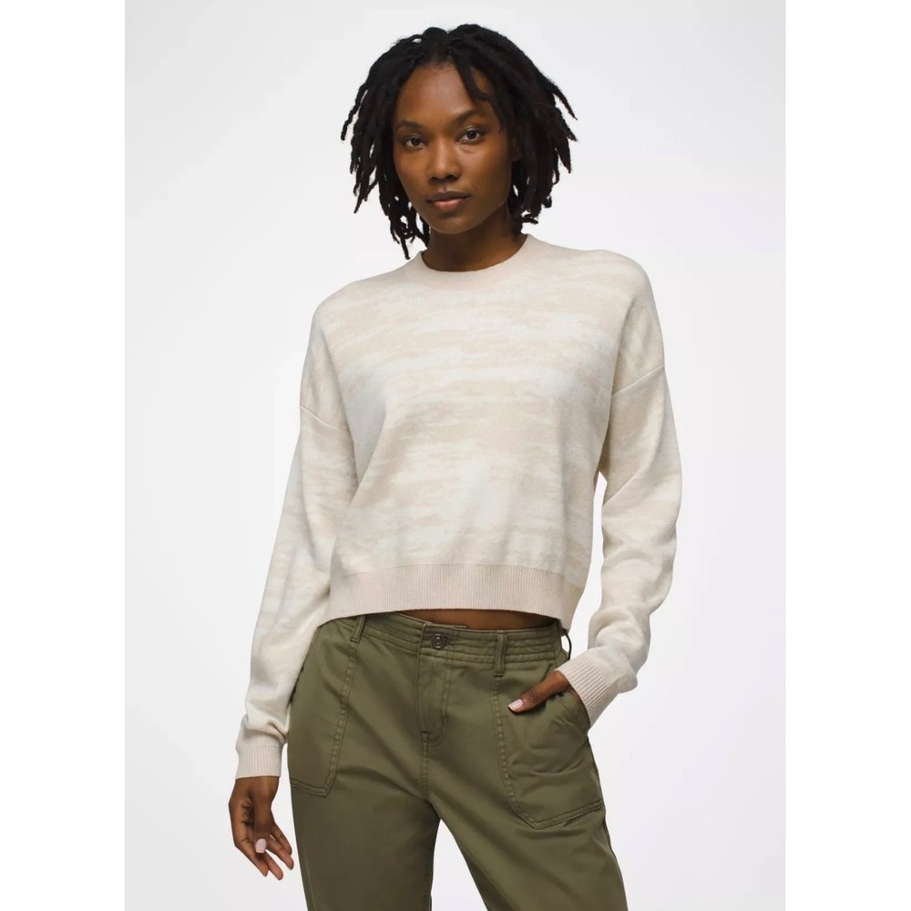 prAna Women's Sun Fall Sweater oatmeal size XL NWT organic cotton blend cropped